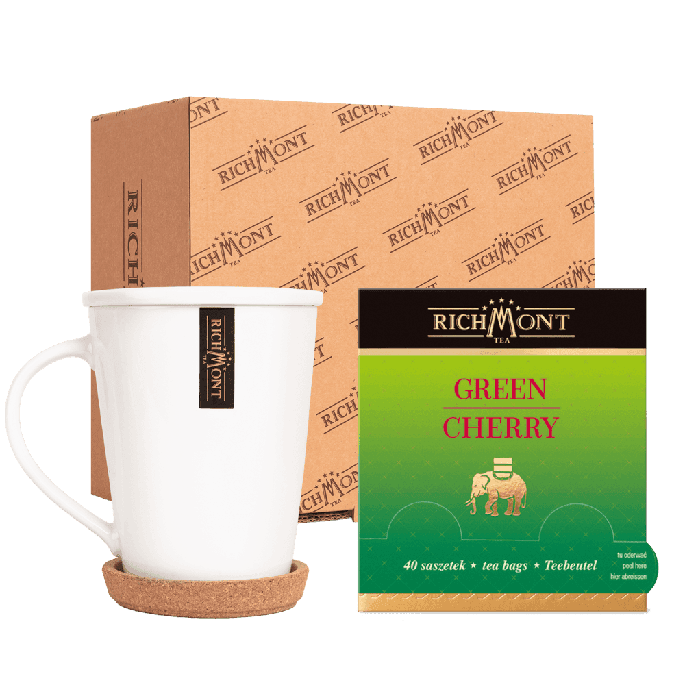 Herbata Richmont Green Cherry 40 Saszetek z Zestawem do Celebracji Herbaty Richmont