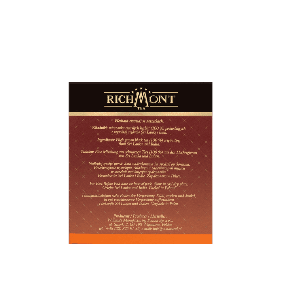 Herbata Richmont English Breakfast 40 Saszetek z Zestawem do Celebracji Herbaty Richmont