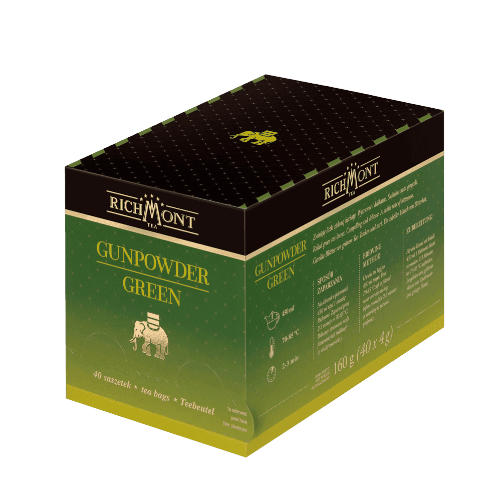 Herbata Richmont Gunpowder Green 40 Saszetek z Zestawem do Celebracji Herbaty Richmont