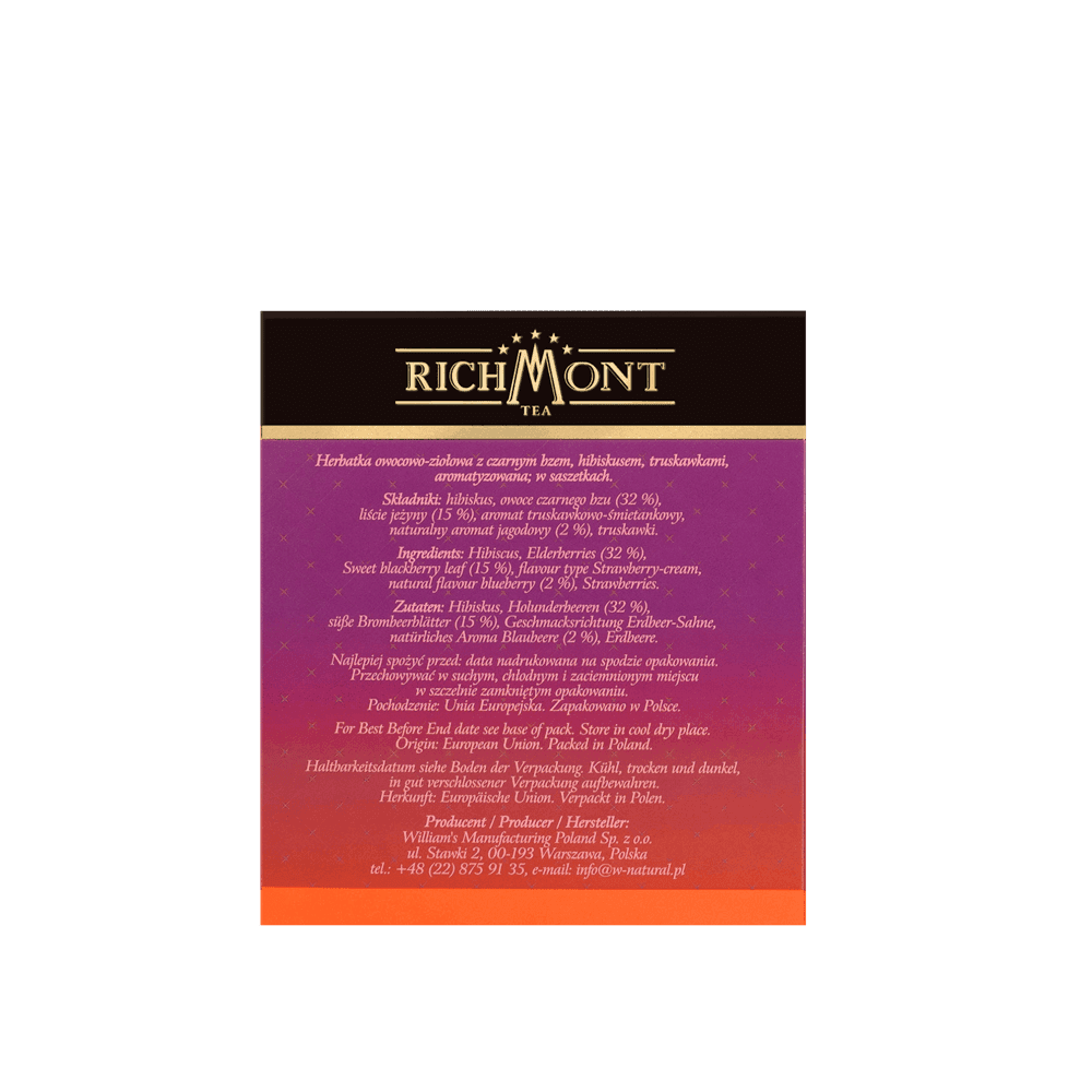 Herbatka Richmont Forest Fruits 40 Saszetek z Zestawem do Celebracji Herbaty Richmont