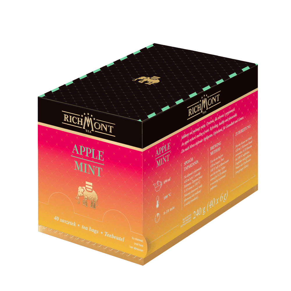 Herbatka Richmont Apple Mint 40 Saszetek z Zestawem do Celebracji Herbaty Richmont