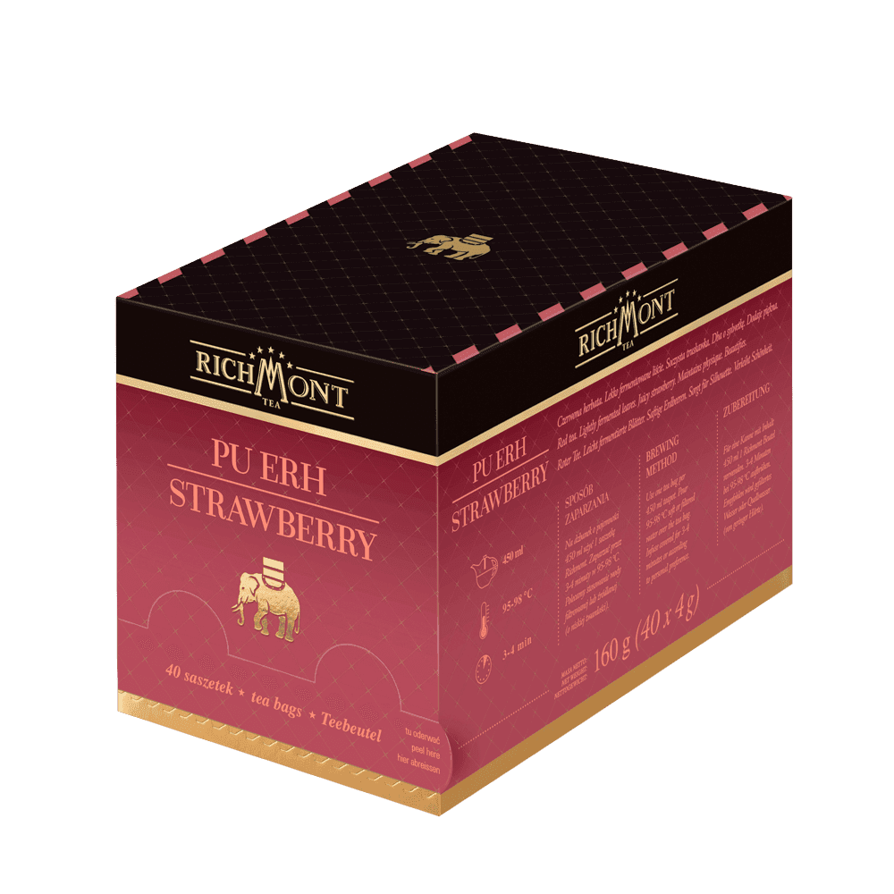 Herbata Richmont Pu-Erh Strawberry 40 Saszetek z Zestawem do Celebracji Herbaty Richmont