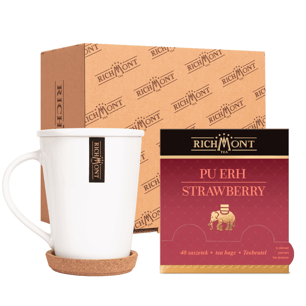Herbata Richmont Pu-Erh Strawberry 40 Saszetek z Zestawem do Celebracji Herbaty Richmont