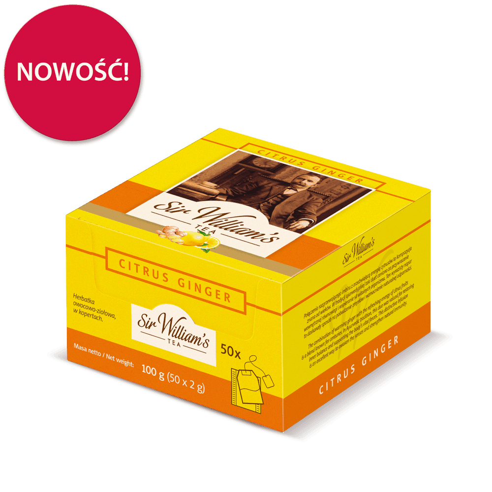 Owocowo-ziołowa Herbata Sir William's Tea Citrus Ginger 50 Saszetek