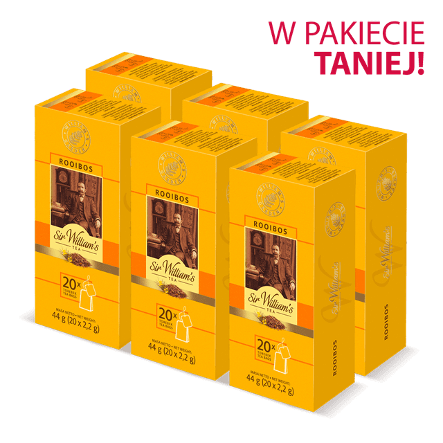 Pakiet 6x Herbatka Sir William's Tea Rooibos 20 Saszetek