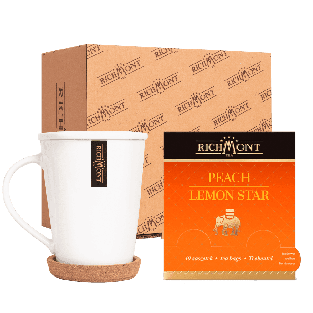Herbatka Richmont Peach Lemon Star 40 Saszetek z Zestawem do Celebracji Herbaty Richmont