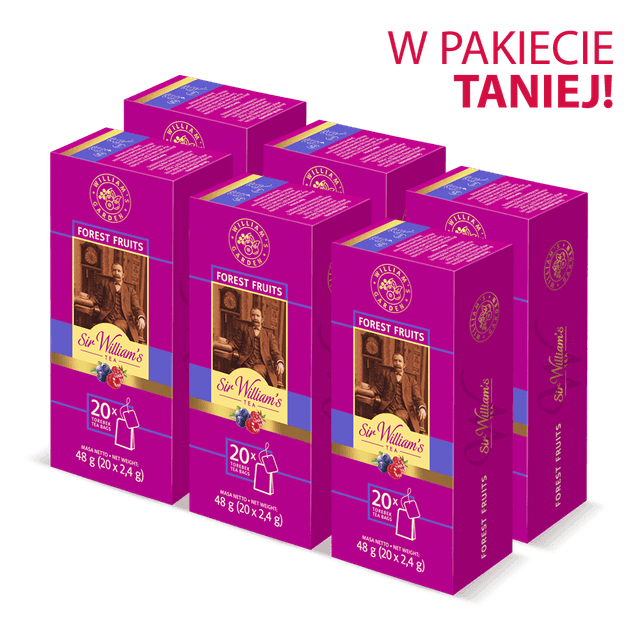 Pakiet 6x Owocowo-Ziołowa Herbatka Sir William’s Tea Forest Fruits 20 Saszetek