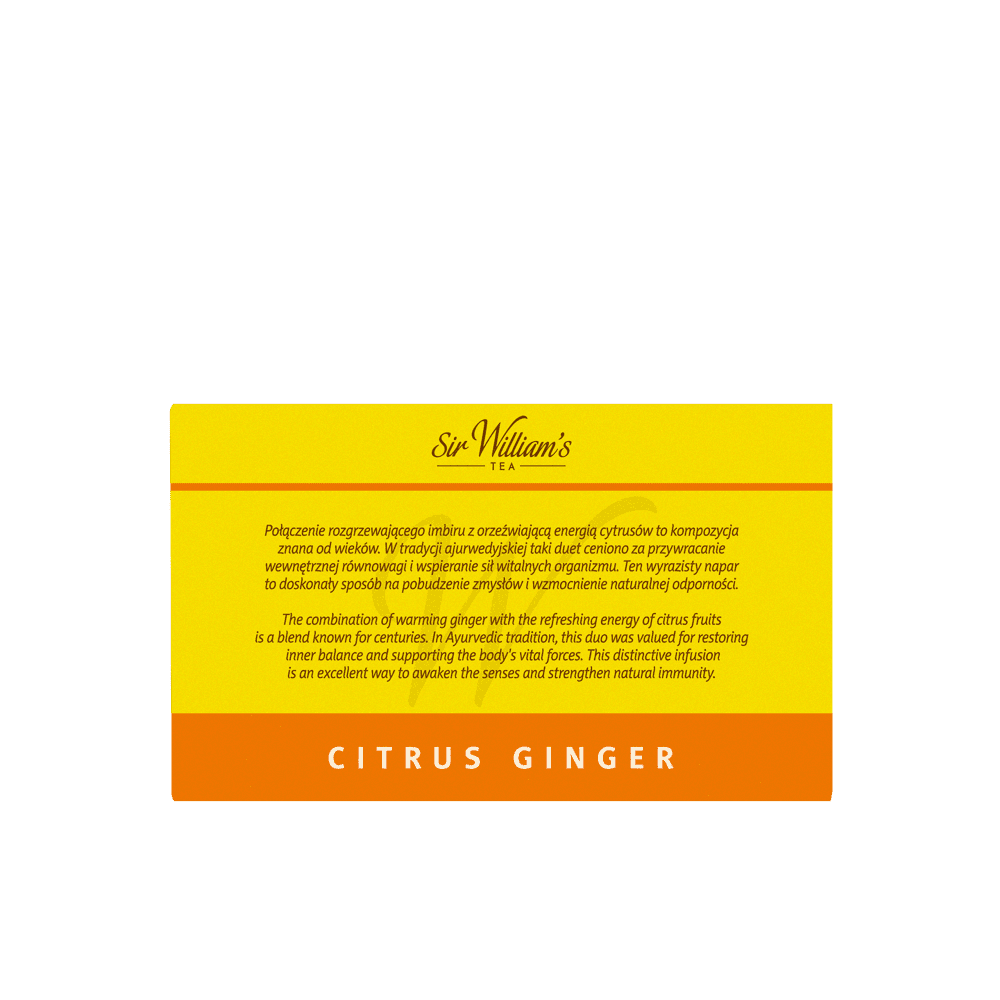 Owocowo-ziołowa Herbata Sir William's Tea Citrus Ginger 50 Saszetek
