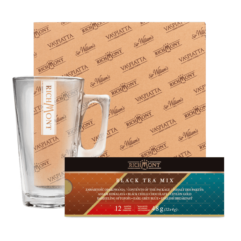 Zestaw Mix Czarnych Herbat Richmont + Szklanka Richmont Hot