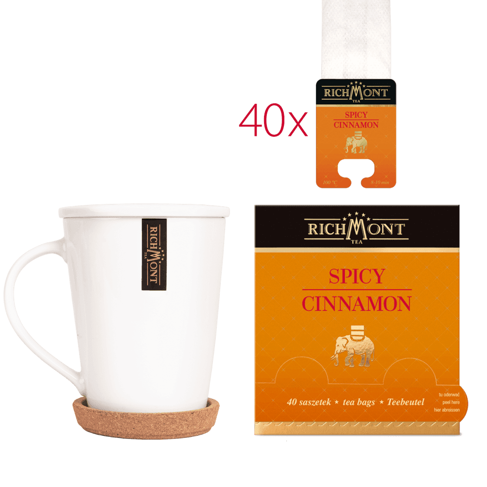 Herbatka Richmont Spicy Cinnamon 40 Saszetek z Zestawem do Celebracji Herbaty Richmont