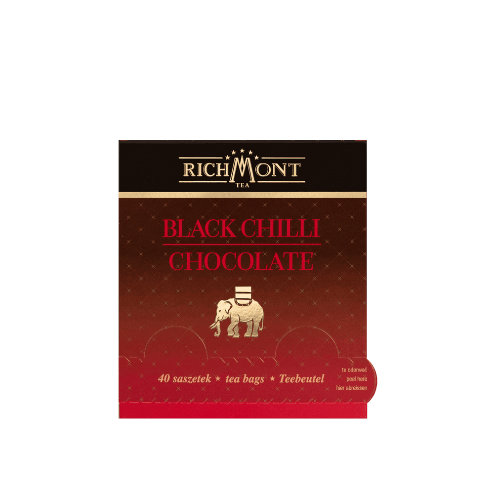 Herbata Richmont Black Chilli Chocolate 40 Saszetek z Zestawem do Celebracji Herbaty Richmont