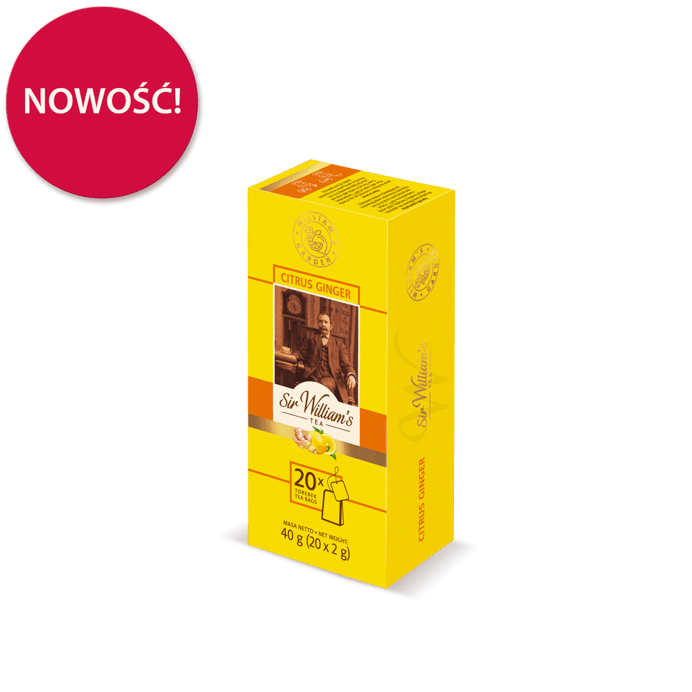 Owocowo-ziołowa Herbatka Sir William's Tea Citrus Ginger 20 Saszetek