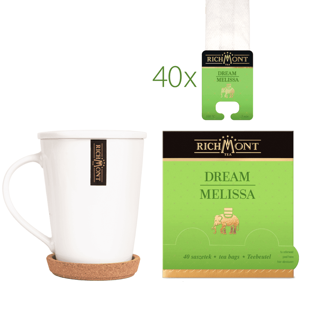 Herbata Richmont Dream Melissa 40 Saszetek z Zestawem do Celebracji Herbaty Richmont