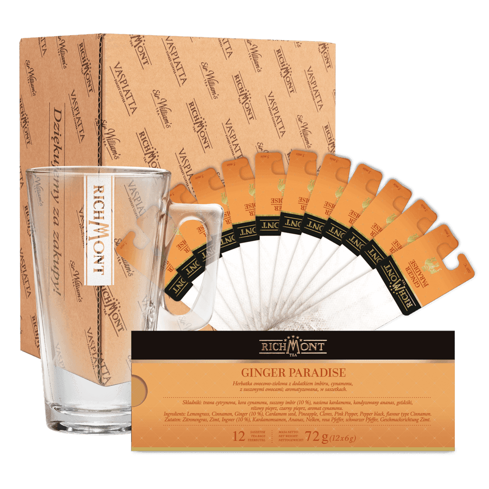 Zestaw Richmont Ginger Paradise 12 Saszetek + Szklanka Richmont Hot