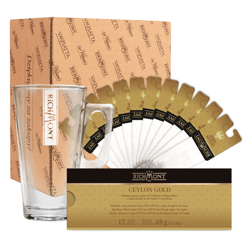 Zestaw Richmont Ceylon Gold 12 Saszetek + Szklanka Richmont Hot