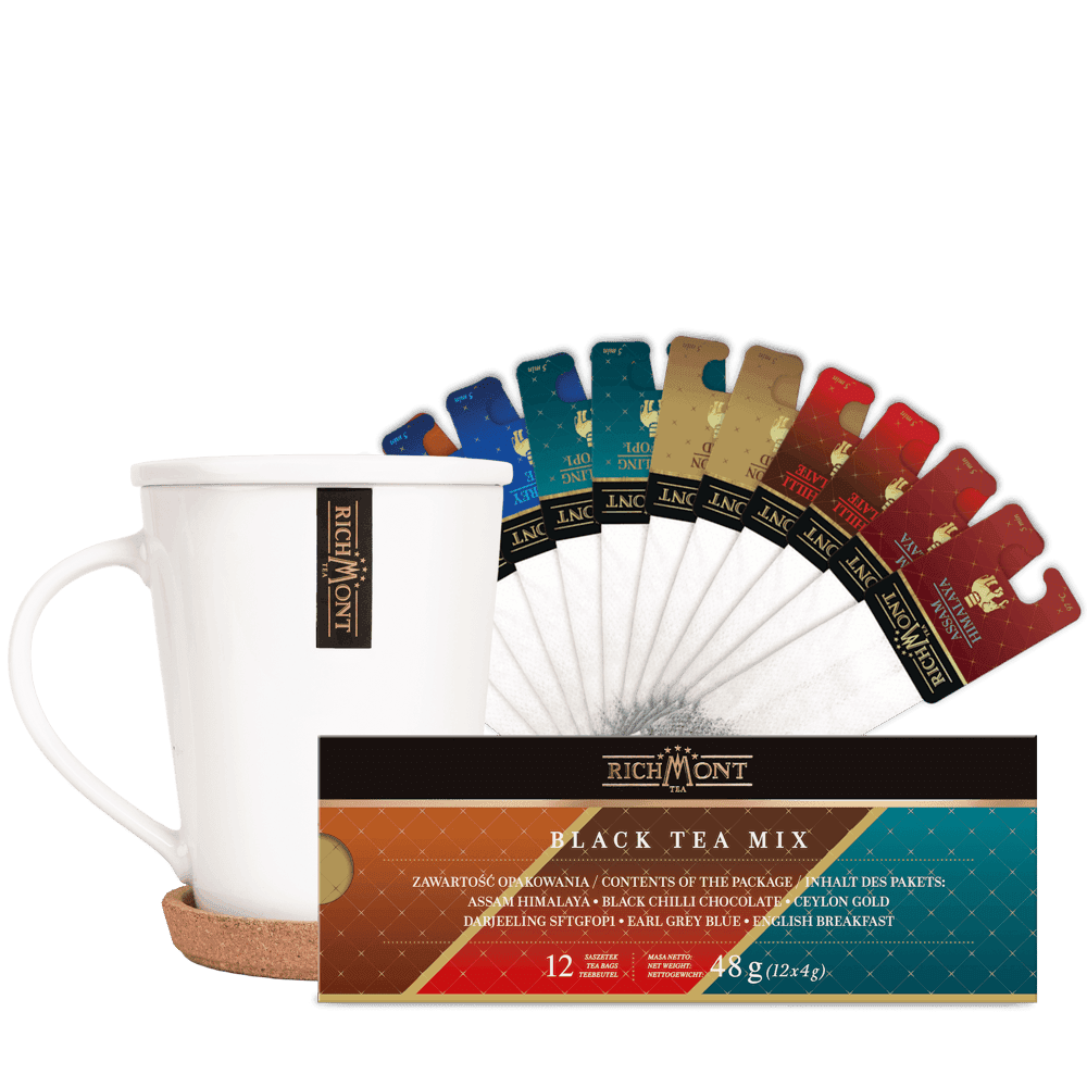 Herbata Richmont Mix Czarnych Herbat 12 Saszetek z Zestawem do Celebracji Herbaty Richmont