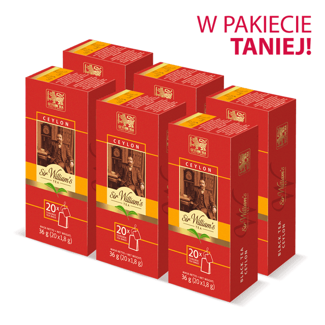 Pakiet 6x Czarna Herbata Sir William's Tea Ceylon 20 Saszetek
