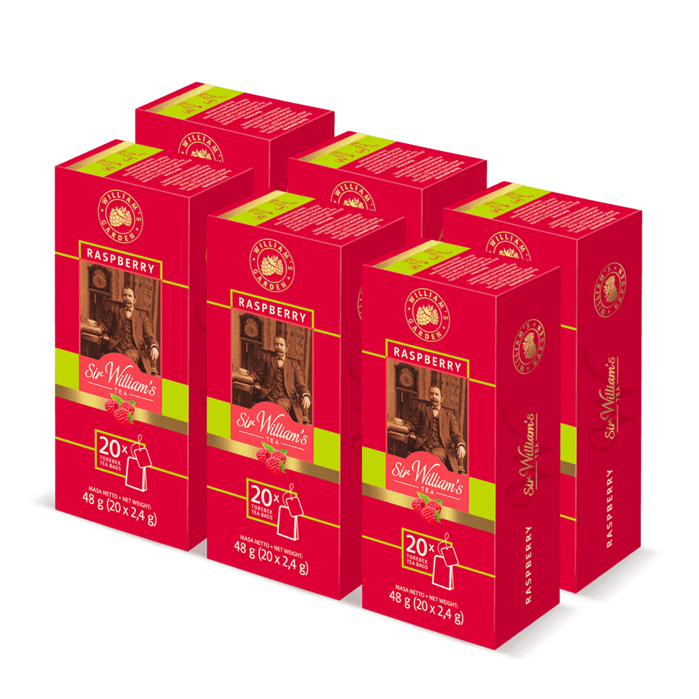 Pakiet 6x Owocowo-Ziołowa Herbatka Sir William’s Tea Raspberry 20 Saszetek