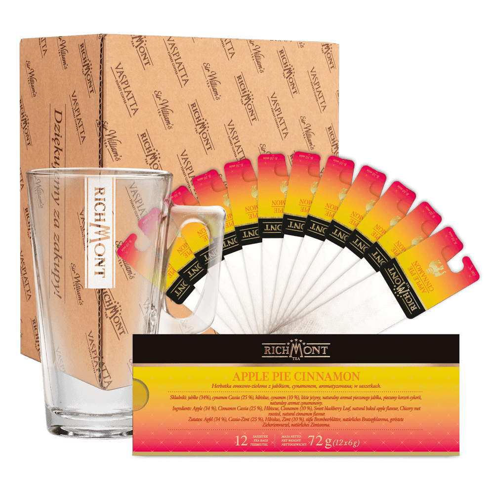 Zestaw Richmont Apple Pie Cinnamon 12 Saszetek + Szklanka Richmont Hot
