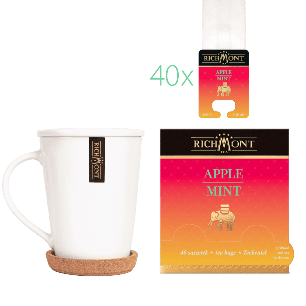 Herbatka Richmont Apple Mint 40 Saszetek z Zestawem do Celebracji Herbaty Richmont