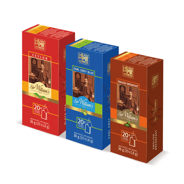 ZESTAW PREZENTOWY 3×20 SASZETEK SIR WILLIAM’S TEA KOMPOZYCJA HERBAT CZARNYCH