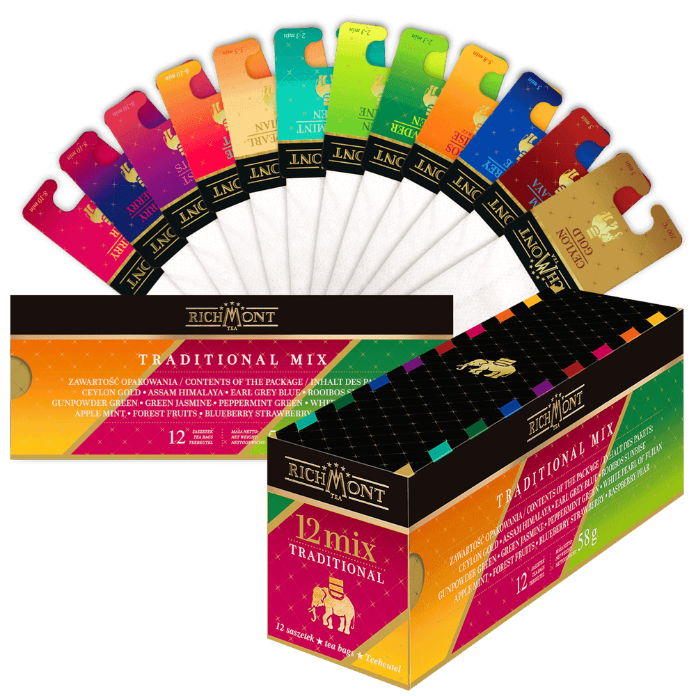 Herbata Richmont Mix Traditional 12 Saszetek z Zestawem do Celebracji Herbaty Richmont