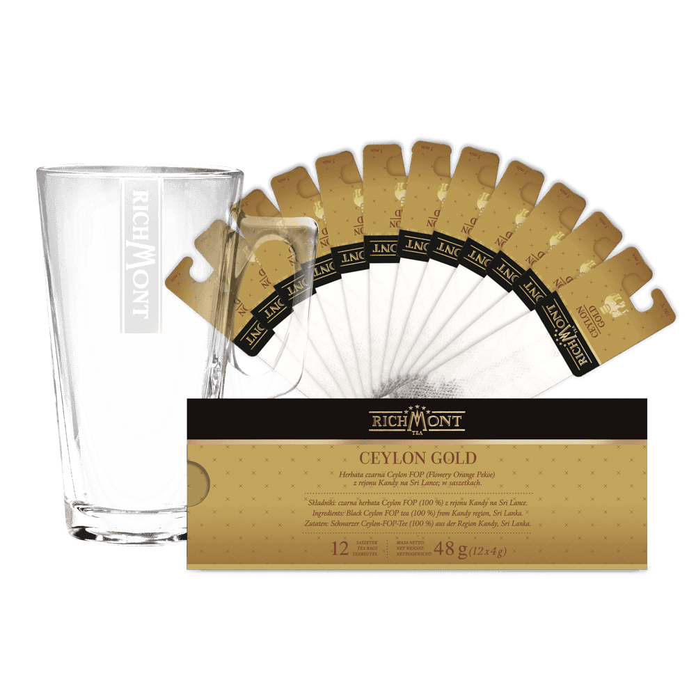 Zestaw Richmont Ceylon Gold 12 Saszetek + Szklanka Richmont Hot