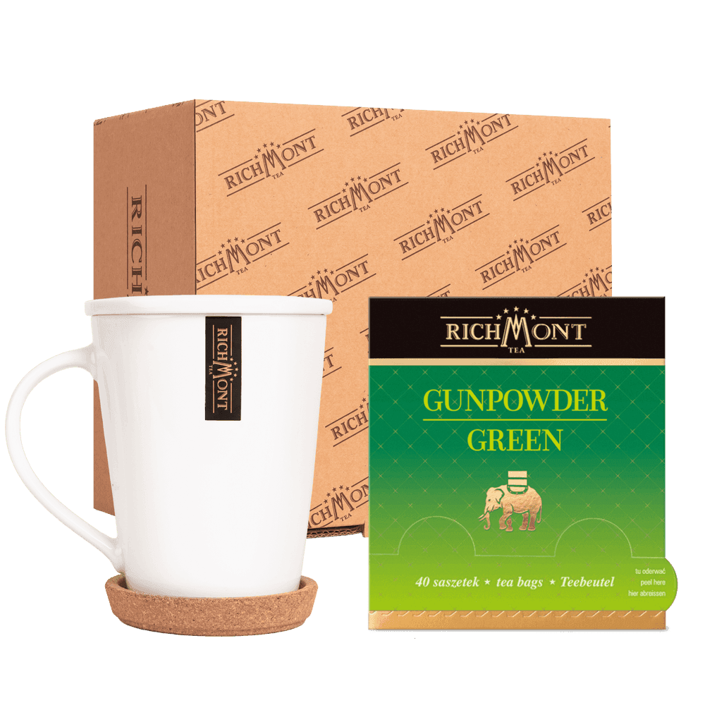 Herbata Richmont Gunpowder Green 40 Saszetek z Zestawem do Celebracji Herbaty Richmont