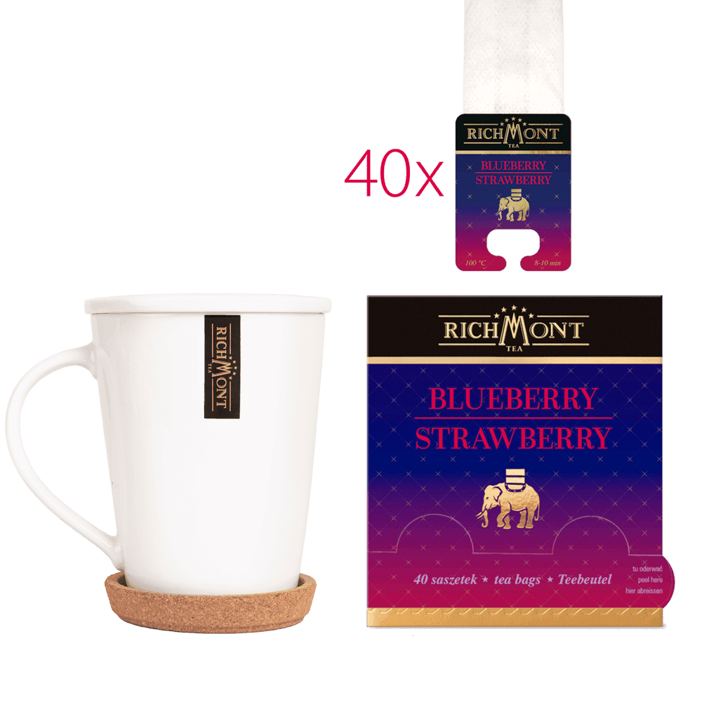 Herbatka Richmont Blueberry Strawberry 40 Saszetek z Zestawem do Celebracji Herbaty Richmont