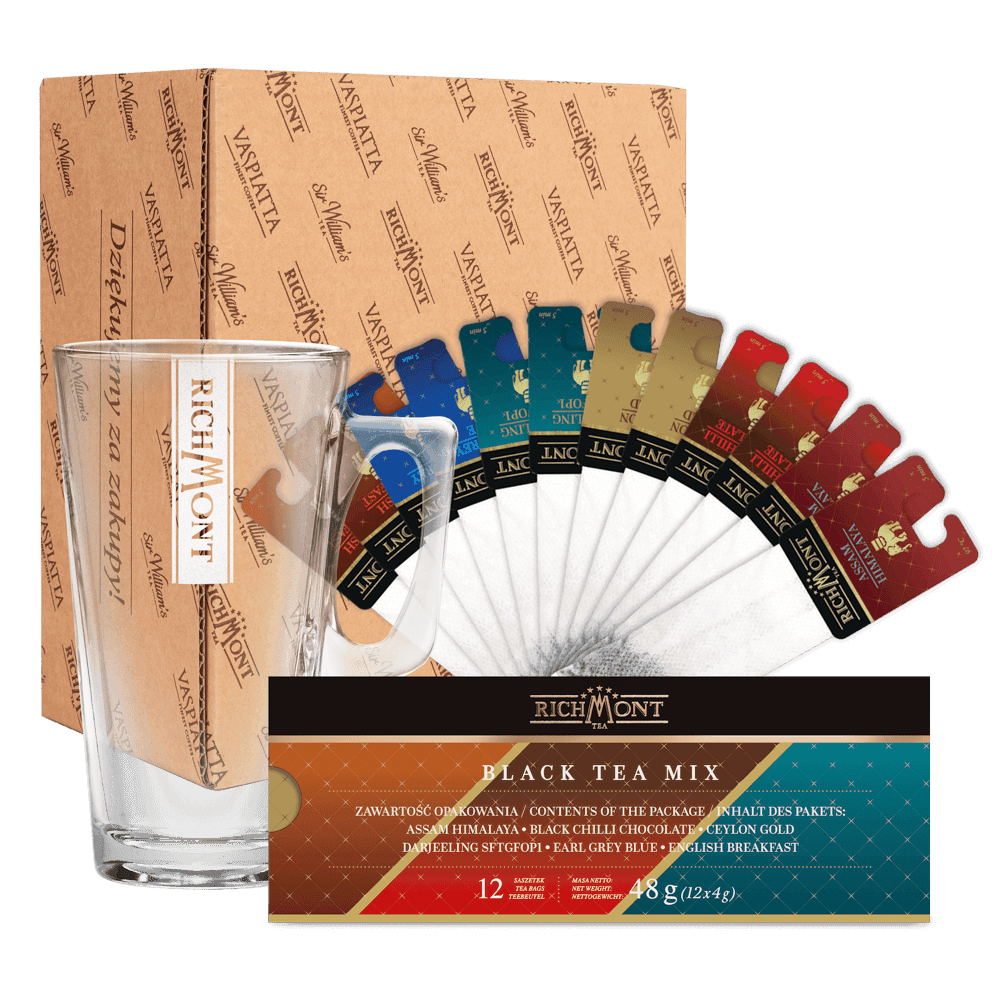 Zestaw Mix Czarnych Herbat Richmont + Szklanka Richmont Hot