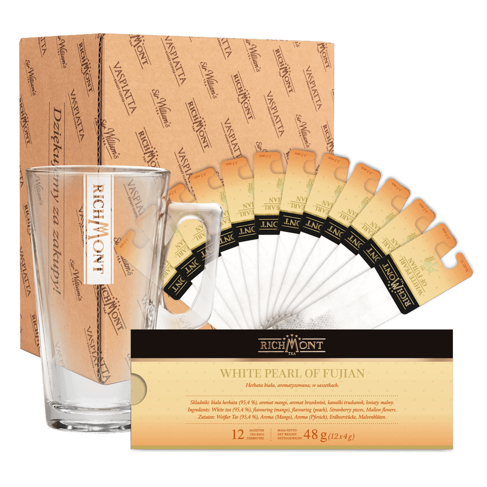 Zestaw Richmont White Pearl of Fujian 12 Saszetek + Szklanka Richmont Hot