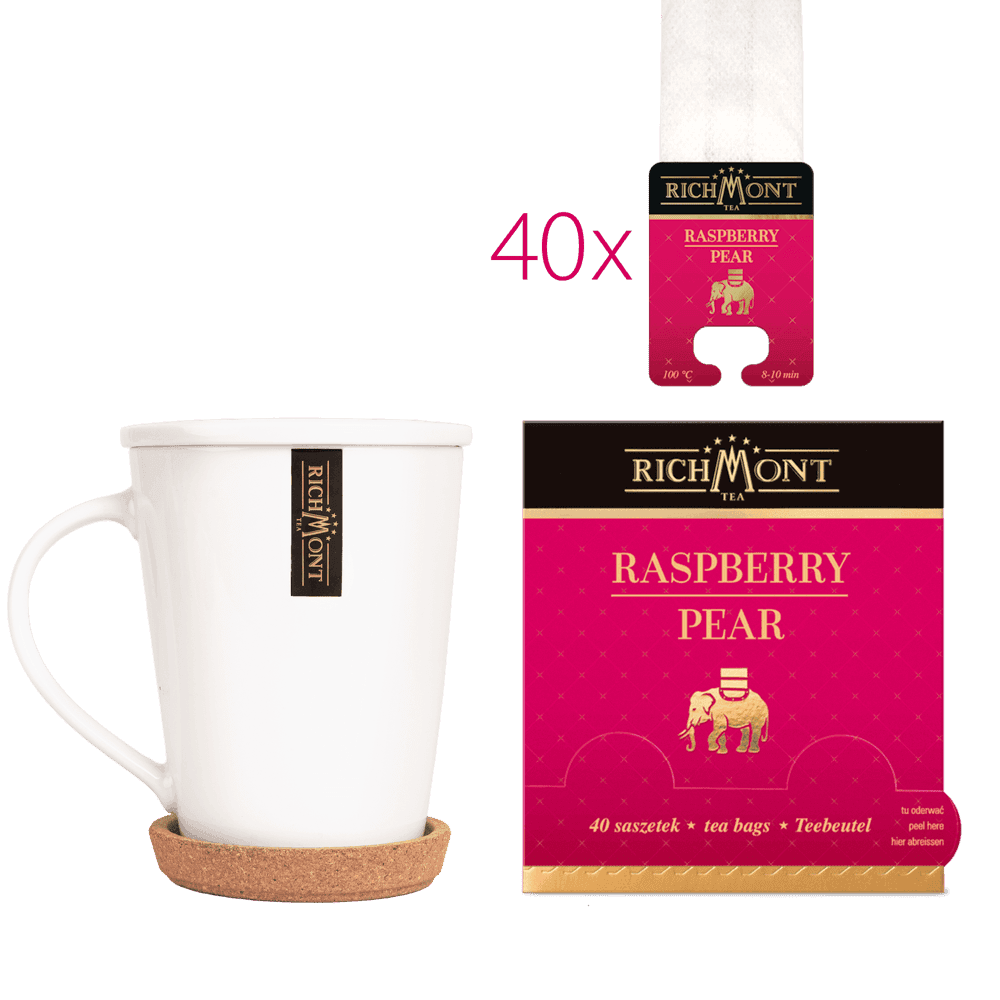 Herbatka Richmont Raspberry Pear 40 Saszetek z Zestawem do Celebracji Herbaty Richmont