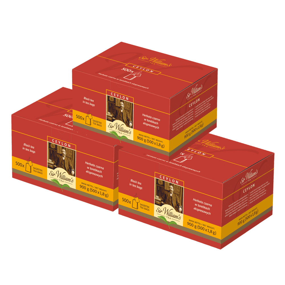Pakiet 3x Herbata Sir William's Ceylon Black Tea 500 Saszetek