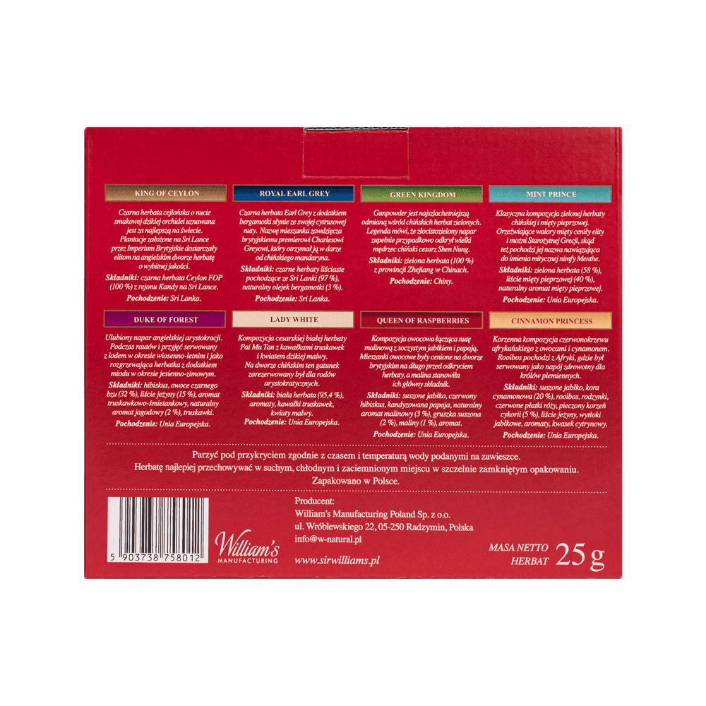 Zestaw Porcelanowy Sir William's Royal DUO & 8 Herbat