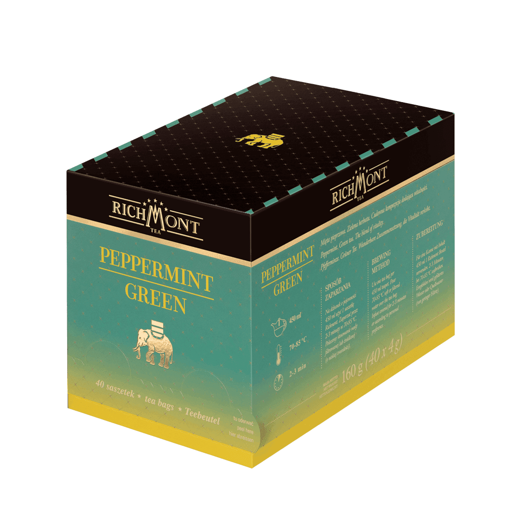 Herbata Richmont Peppermint Green 40 Saszetek z Zestawem do Celebracji Herbaty Richmont