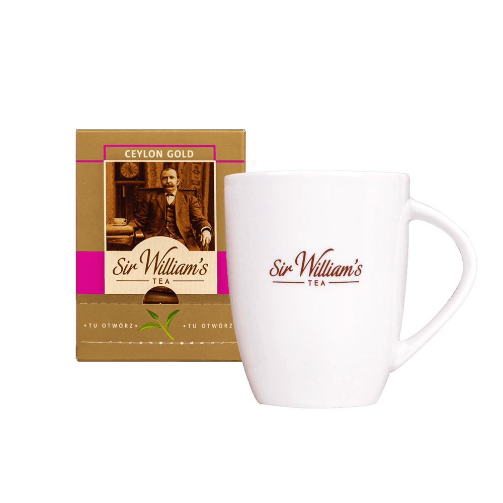 ZESTAW SIR WILLIAM’S TEA 15 HERBAT CZARNYCH CEYLON GOLD Z KUBKIEM PORCELANOWYM