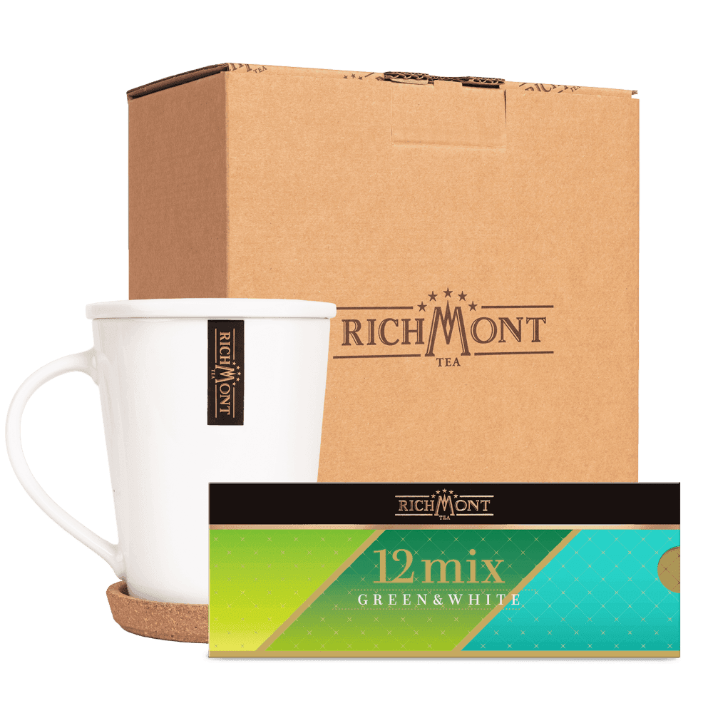 Herbata Richmont Mix Zielonych i Białych 12 Saszetek z Zestawem do Celebracji Herbaty Richmont
