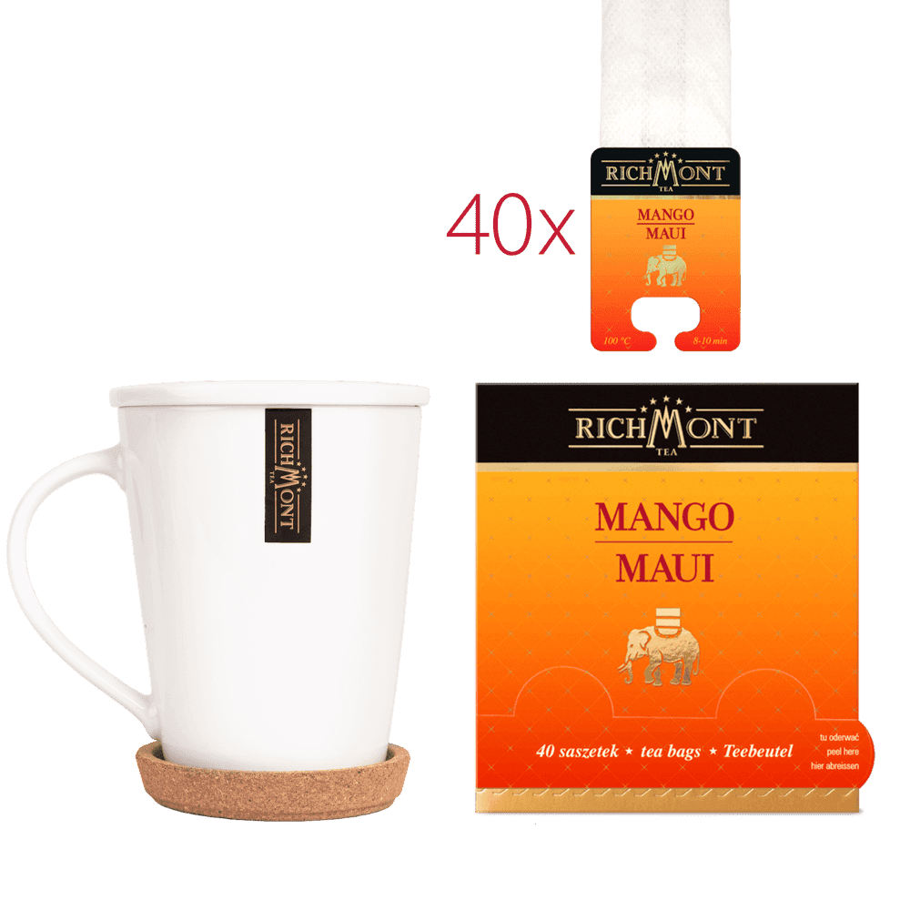 Herbatka Richmont Mango Maui 40 Saszetek z Zestawem do Celebracji Herbaty Richmont