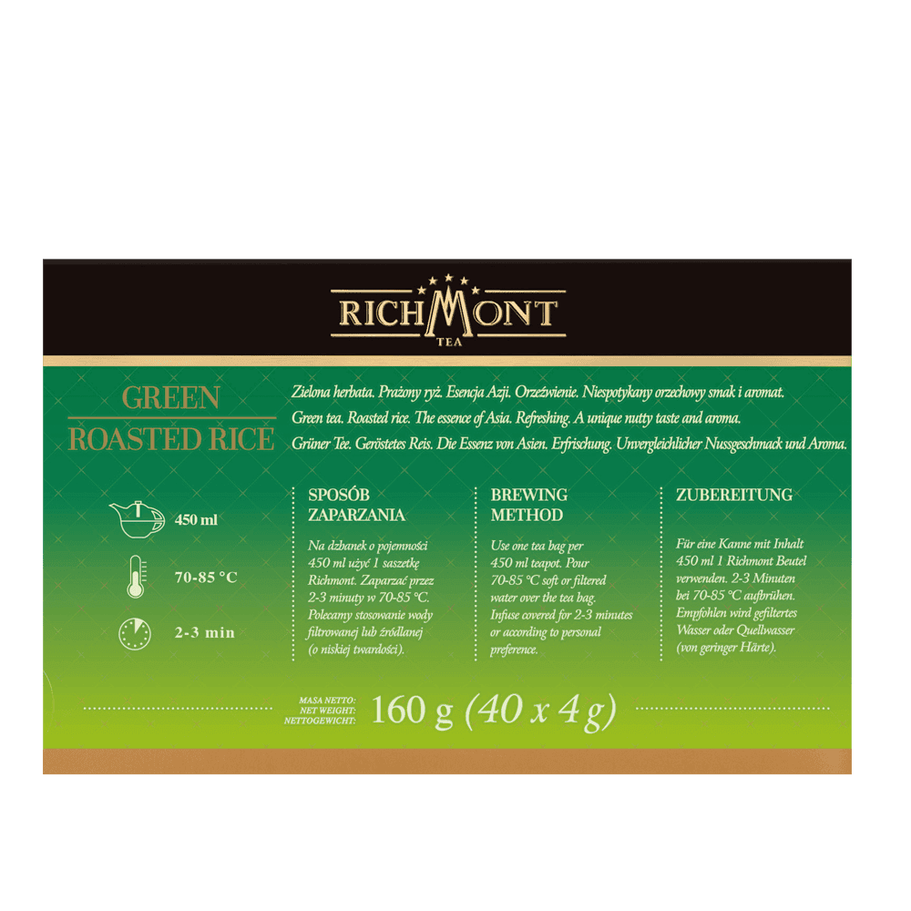 Herbata Richmont Green Roasted Rice 40 Saszetek z Zestawem do Celebracji Herbaty Richmont