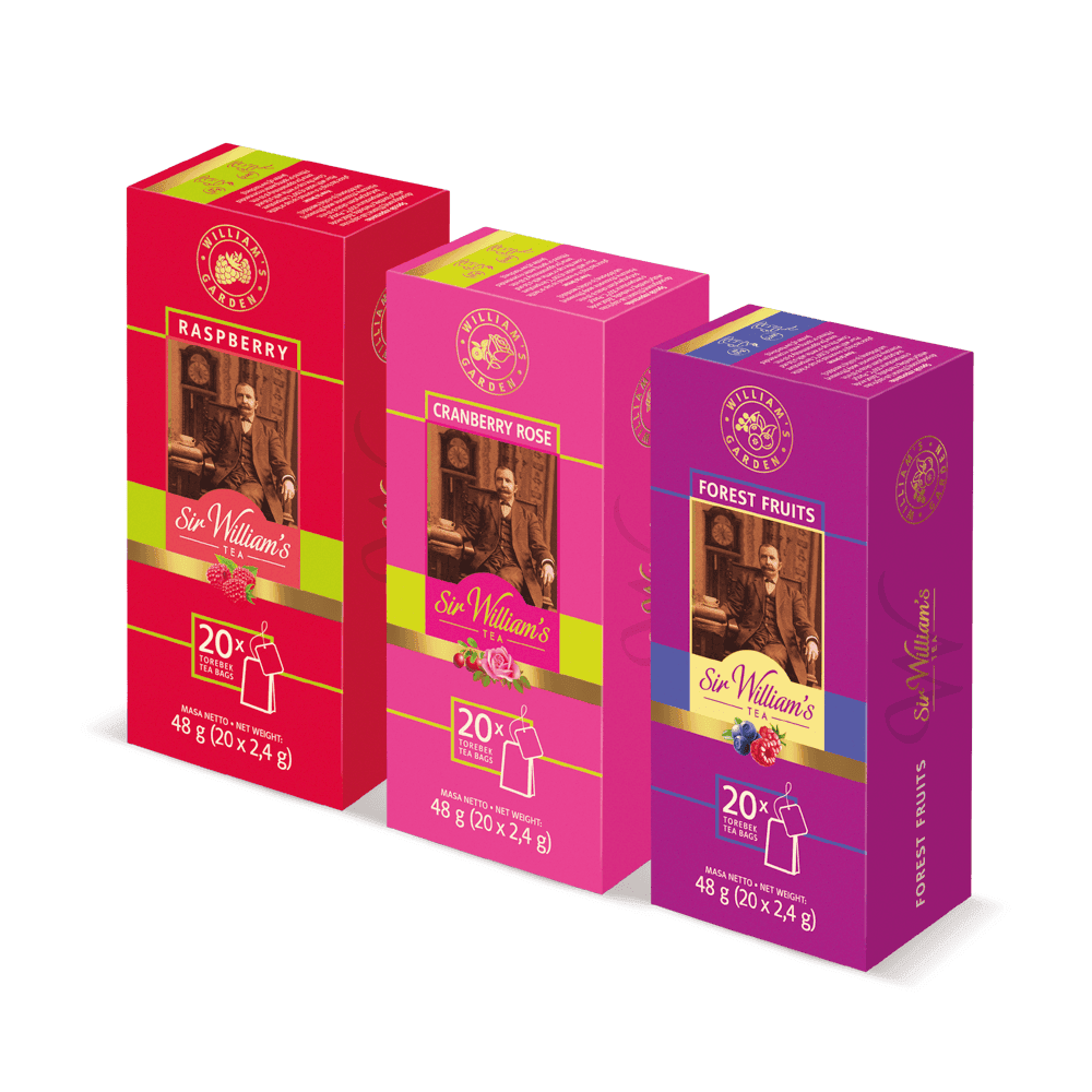 ZESTAW PREZENTOWY 3×20 SASZETEK SIR WILLIAM’S TEA KOMPOZYCJA HERBAT OWOCOWYCH