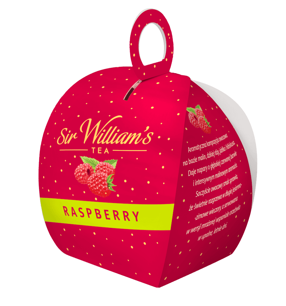Herbatka owocowo-ziołowa Sir William’s Tea Raspberry 15 saszetek w opakowaniu prezentowym „bombka”