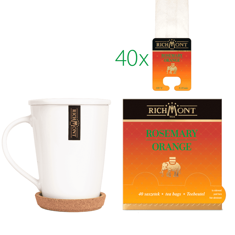 Herbatka Richmont Rosemary Orange 40 Saszetek z Zestawem do Celebracji Herbaty Richmont