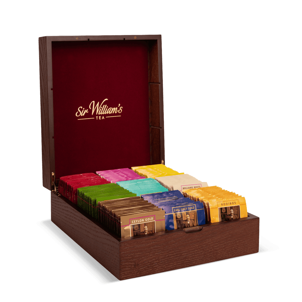 Drewniana skrzynka Sir William’s Tea 135 saszetek, 9 smaków