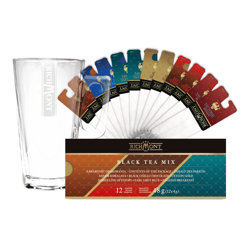 Zestaw Mix Czarnych Herbat Richmont + Szklanka Richmont Hot