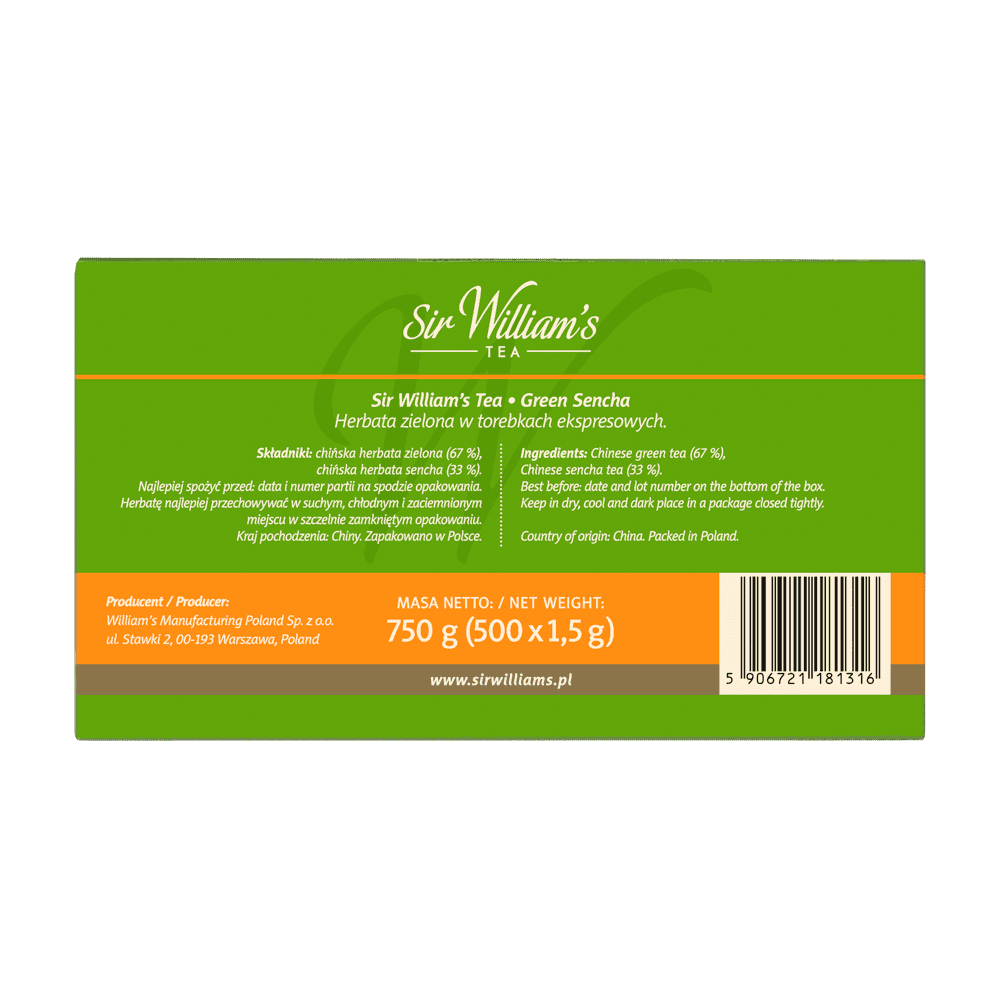 Zielona Herbata Sir William's Green Sencha 500 Saszetek