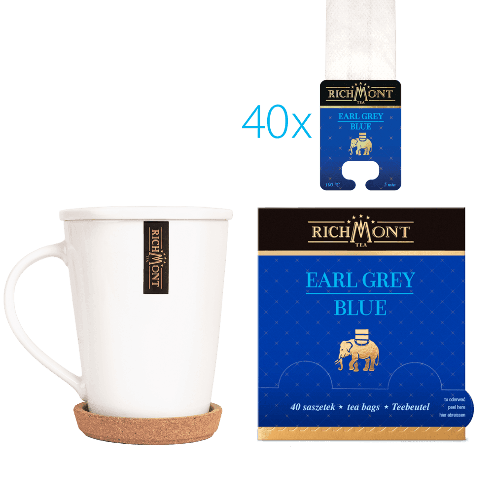 Herbata Richmont Earl Grey Blue 40 Saszetek z Zestawem do Celebracji Herbaty Richmont