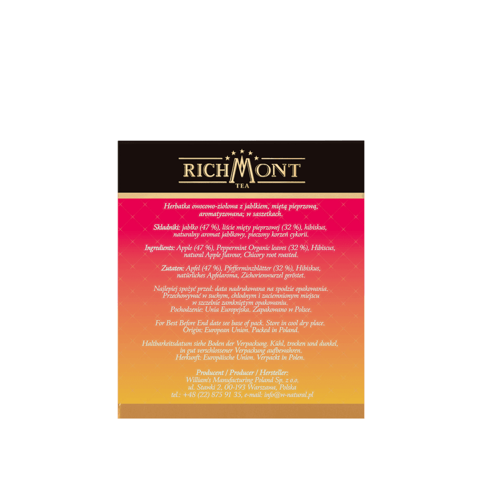 Herbatka Richmont Apple Mint 40 Saszetek z Zestawem do Celebracji Herbaty Richmont