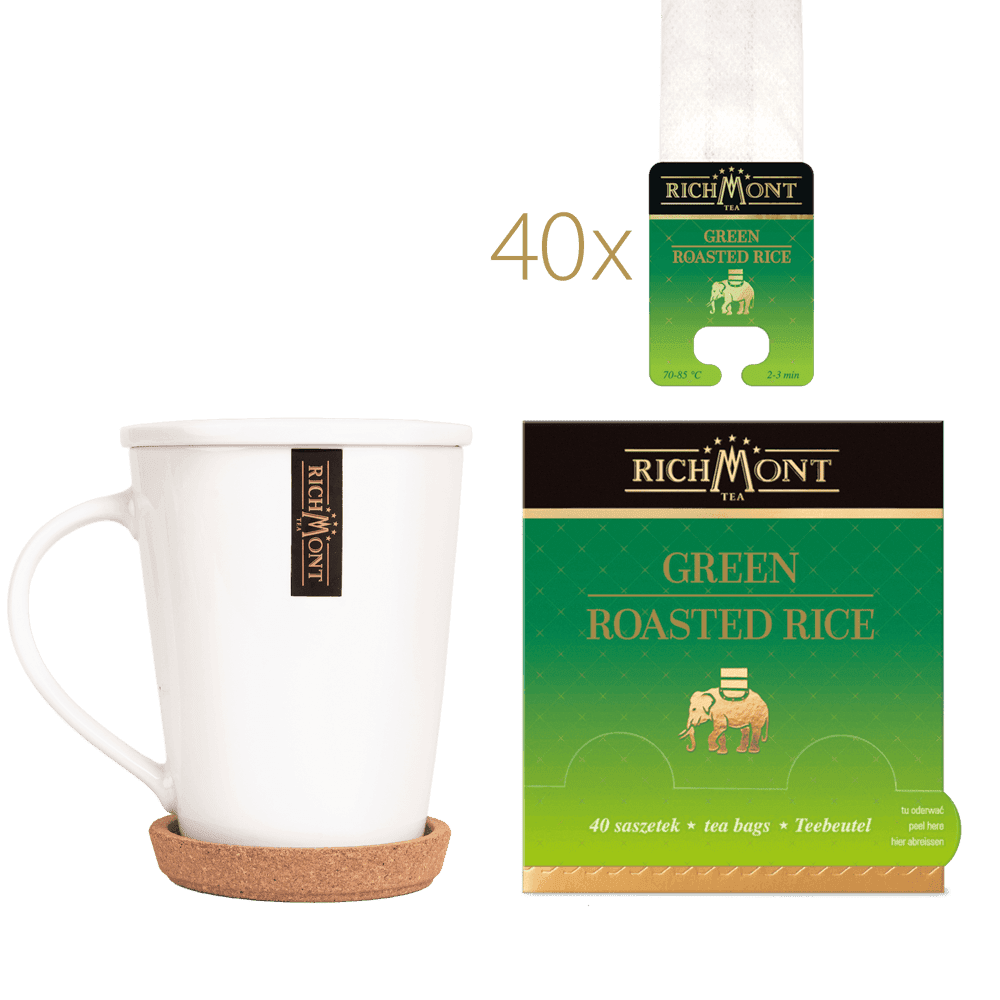 Herbata Richmont Green Roasted Rice 40 Saszetek z Zestawem do Celebracji Herbaty Richmont