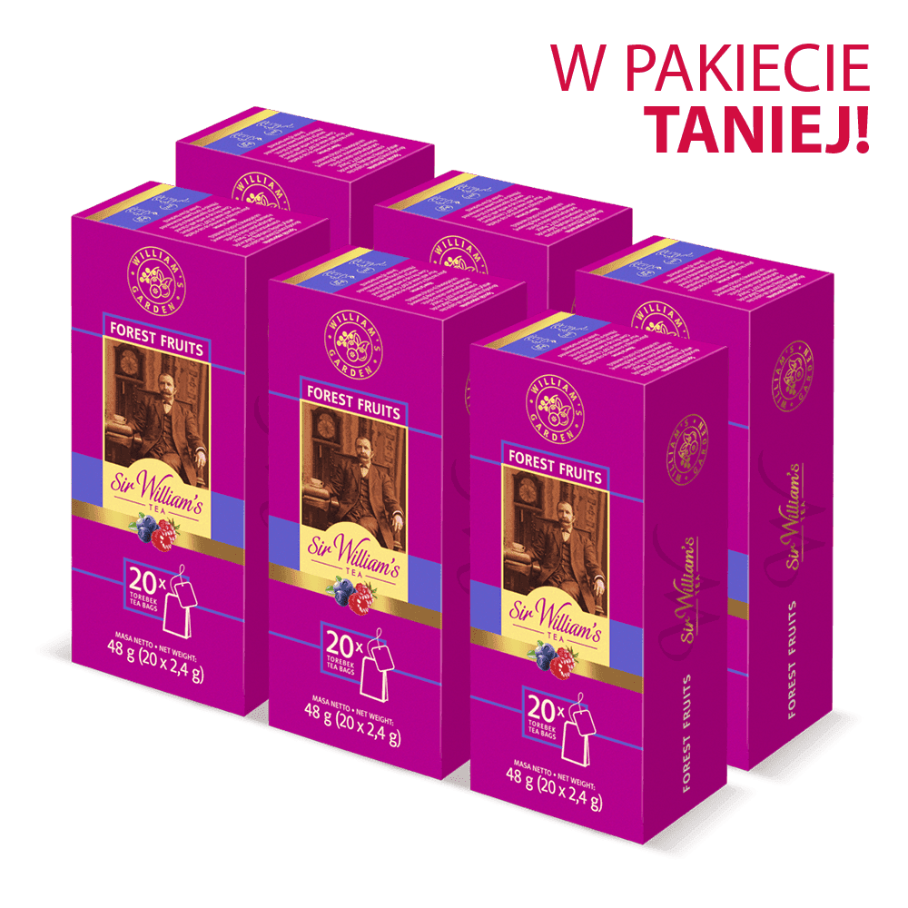 Pakiet 6x Owocowo-Ziołowa Herbatka Sir William’s Tea Forest Fruits 20 Saszetek