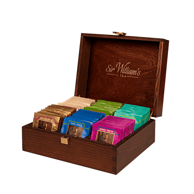 DREWNIANA SKRZYNKA 90 HERBAT SIR WILLIAM’S TEA